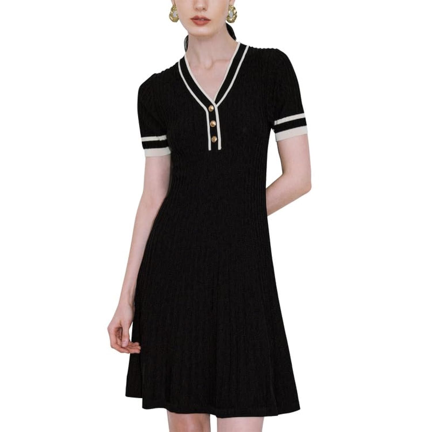 URBAN REVIVO Summer Women's Short Sleeve Knitted Sweatshirt Dress Casual Mini Tank Bodycon Dress