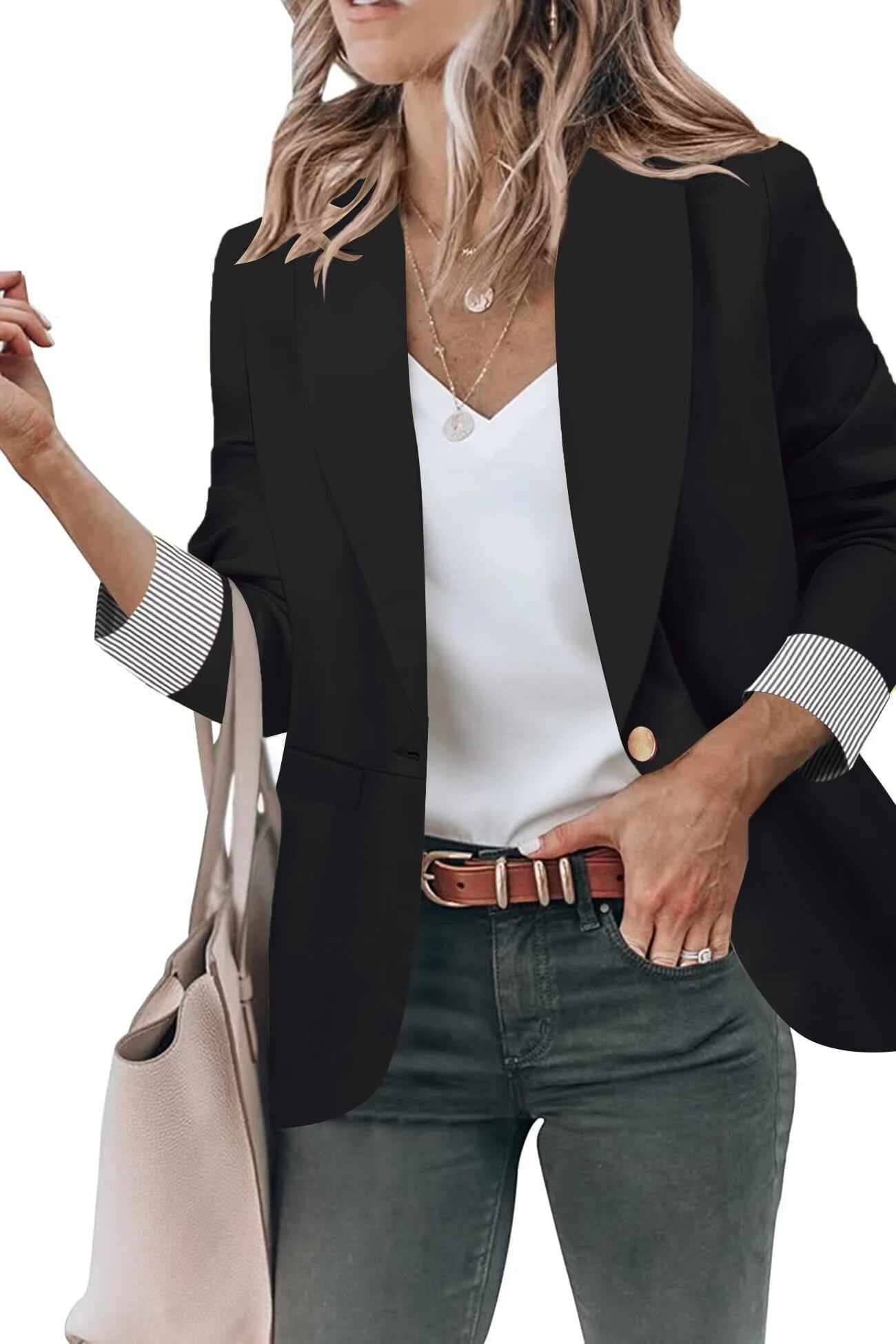 Genhoo Women's Open Front Long Sleeve Work Blazer Jackets with Pockets S-2XL
| Genhoo Women's Casual Blazers Open Front