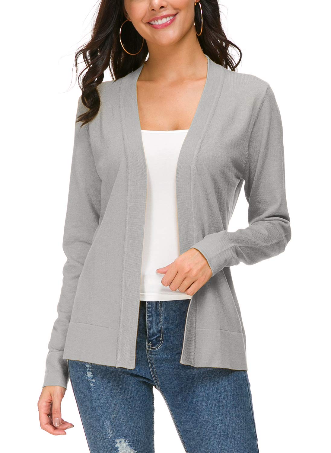 Urban CoCo Women's Long Sleeve Open Front Knit Cardigan Sweater for Cold Weather Comfort and Style