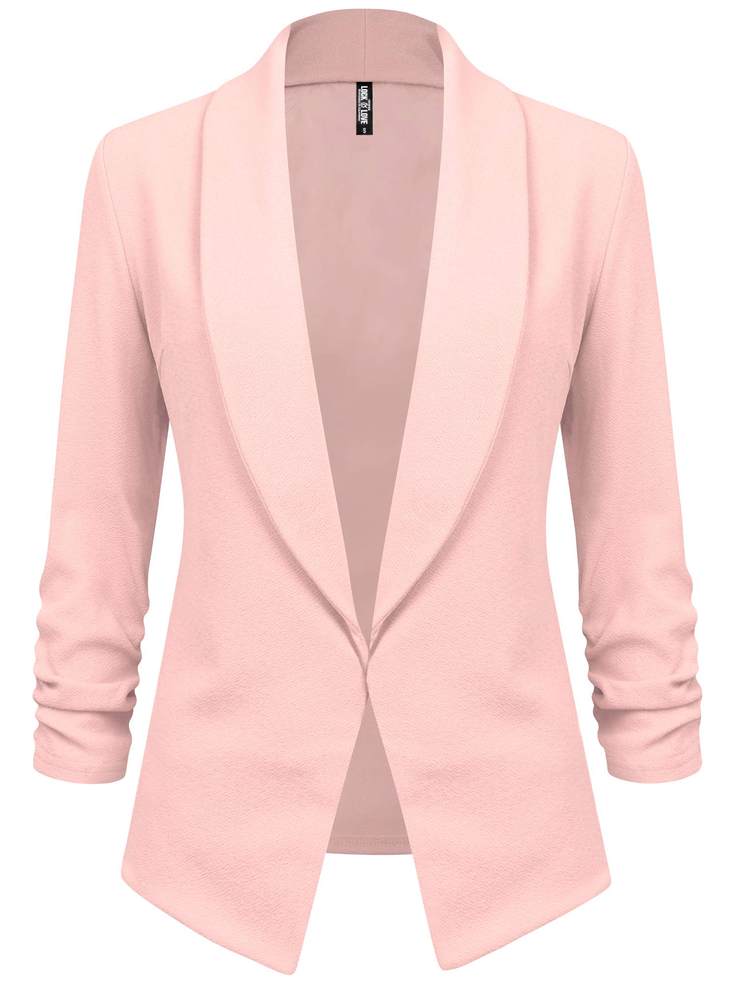Lock and Love Women's 3/4 Sleeve Blazer Open Front Cardigan Jacket for Work and Office